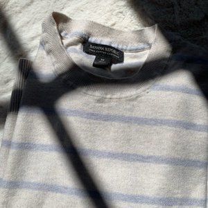 Cream and Light Blue Pima Cotton Cashmere Sweater